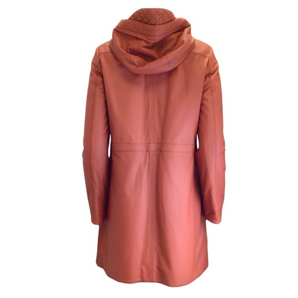 LORO PIANA BURNT RED REVERSIBLE LAMBSKIN LEATHER AND MICRO COAT - Picture 3 of 7